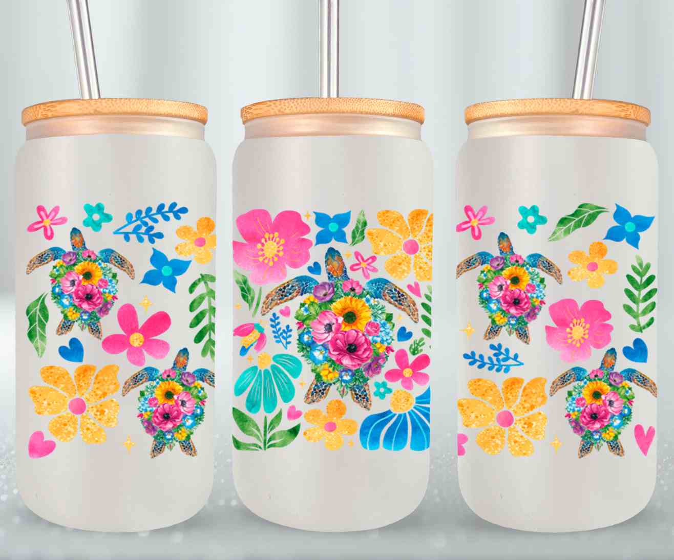 Boho Floral Sea Turtle-10660
